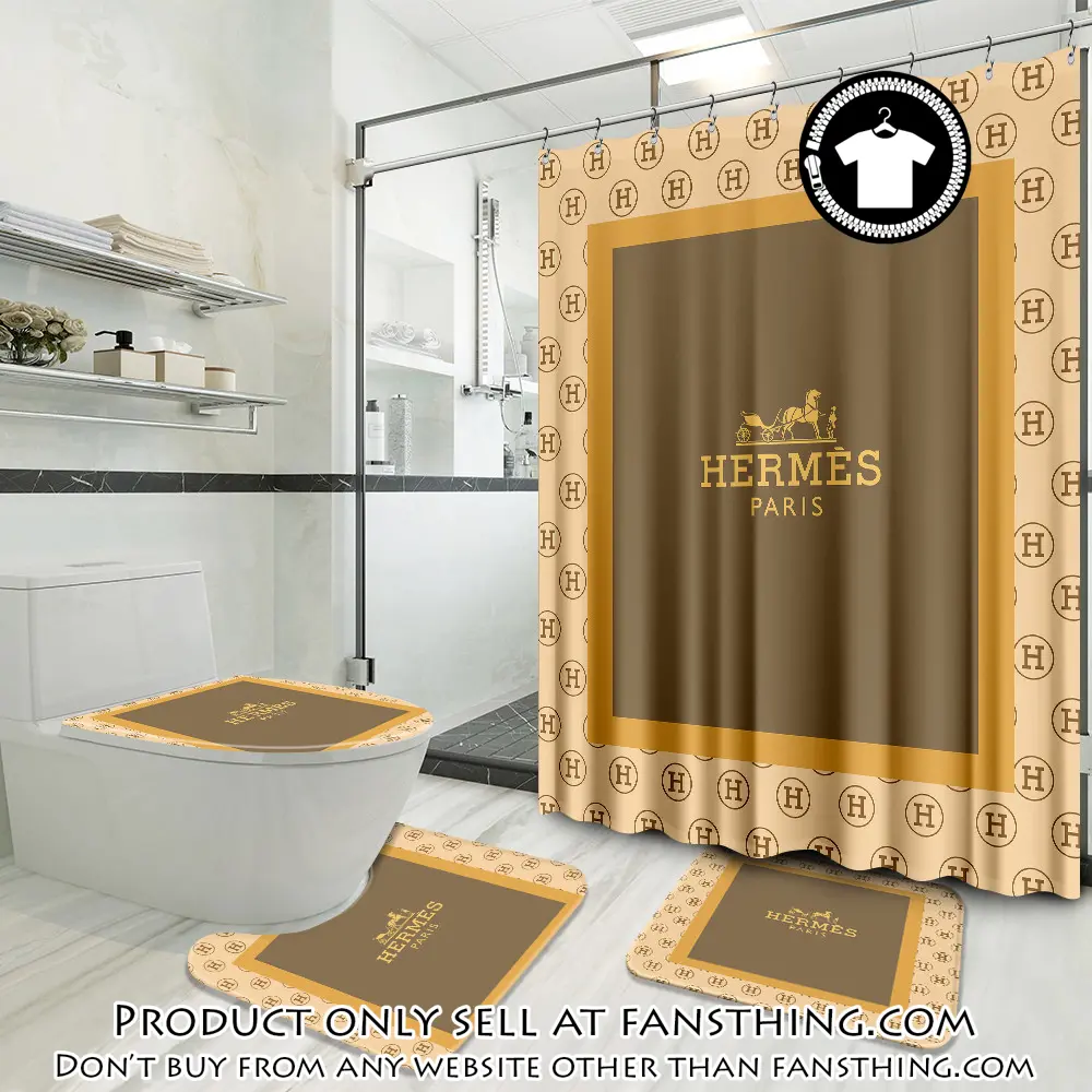 Hermes luxury brand preium bathroom set with shower curtain fst4753731